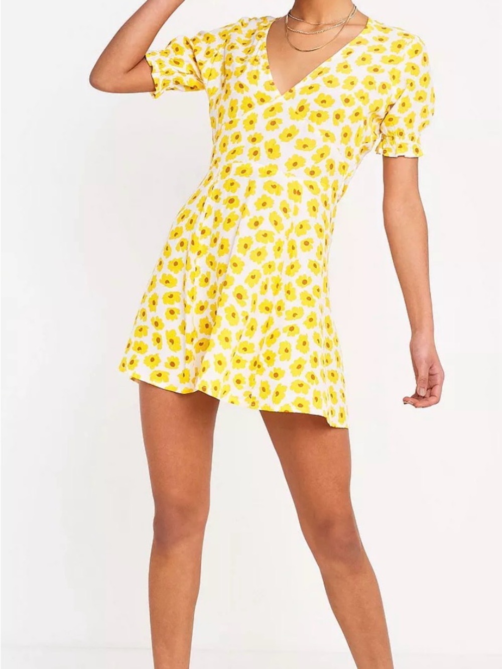Faithfull the Brand Yellow Floral Mini Dress